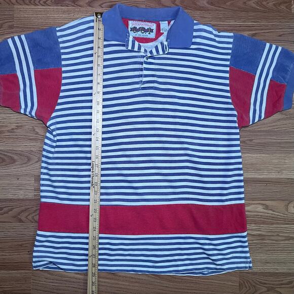 Vintage Rugby Polo Men’s L | 90s Red Blue Stripe Coastal Grandpa Retro Prep - Picture 3 of 8